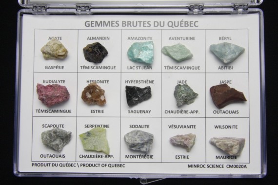 Coffret de 15 gemmes brutes du Québec